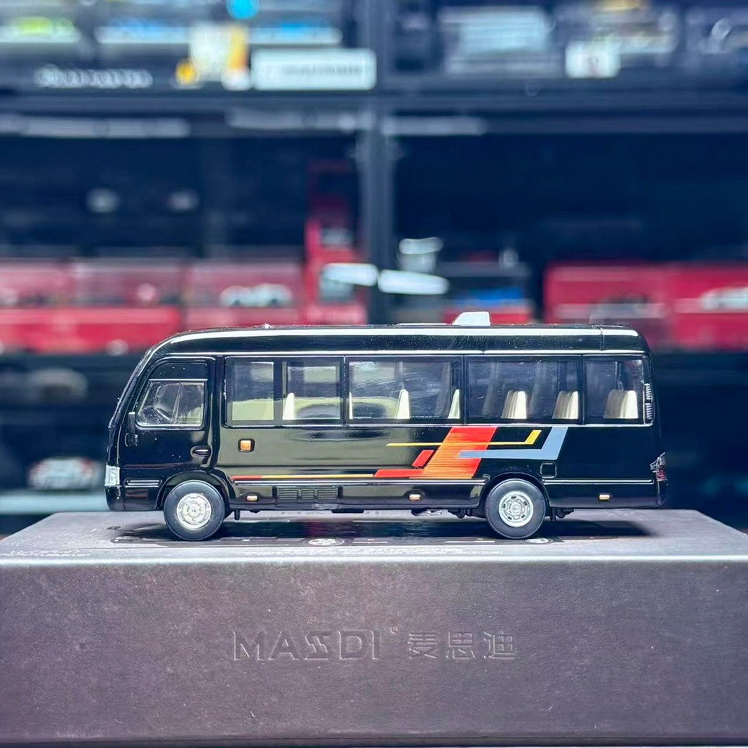 MASID 1/64 Scale Coaster Bus Black Diecast Car Model Toy Gift NIB