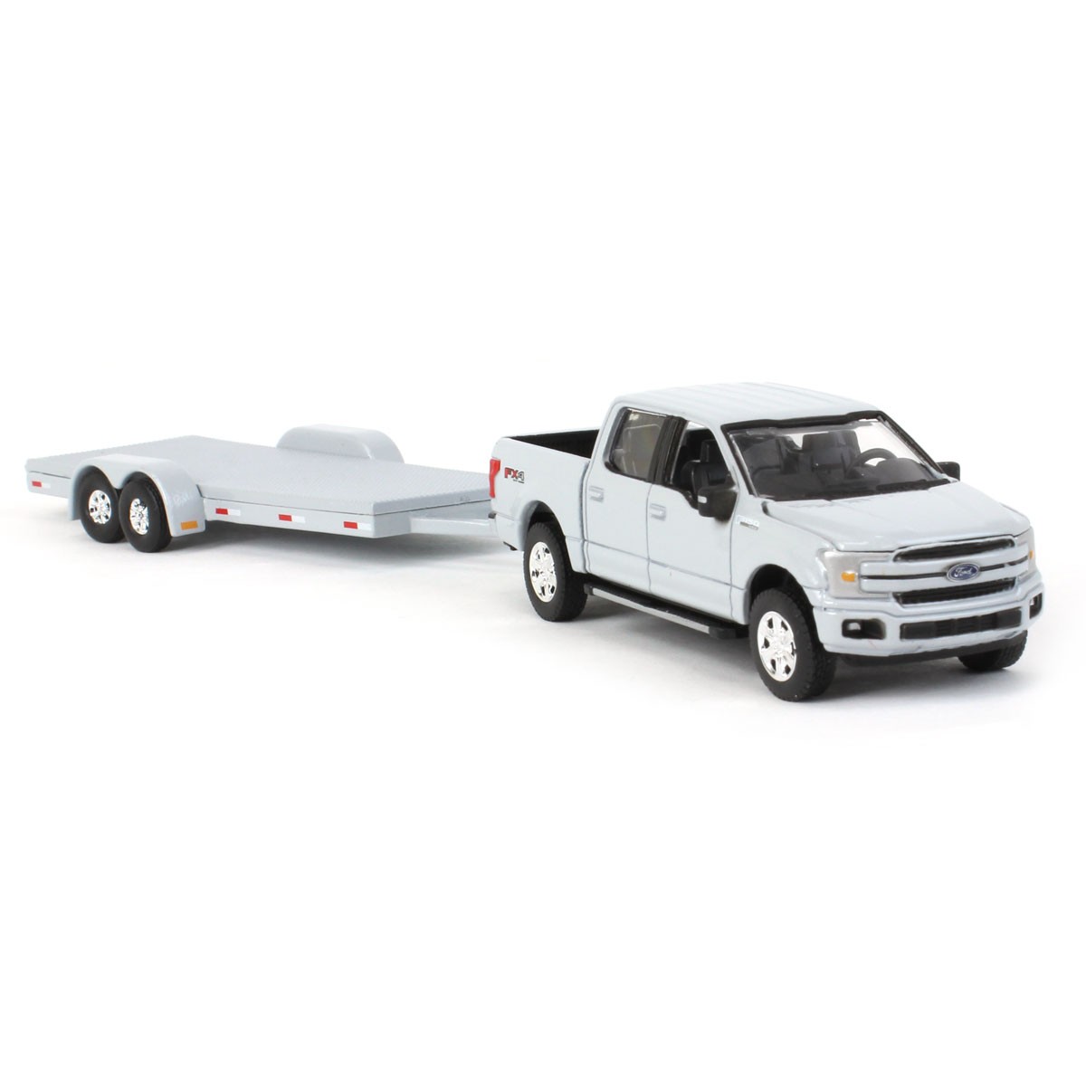 Auto World 1/64 2019 Ford F-150 Stone Gray with Gray Trailer CP7976