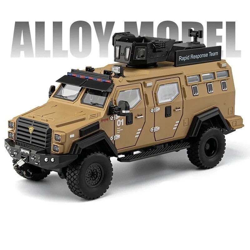 1:24 Alloy Police Armored Off-Road Diecast Car Model With Sound Light Gift Idea
