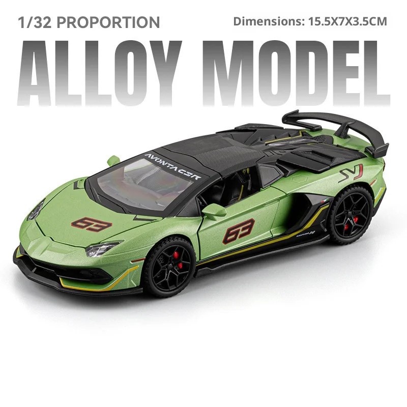 1/32 Lamborghini SVJ63 Alloy Diecast Sports Car Model Sound and Light Pull Back