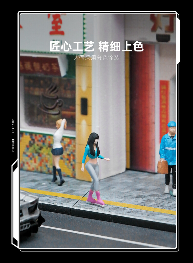 1/64 Skating Girl Finished Miniature Resin Figure Model For Cars Vehicles Toys