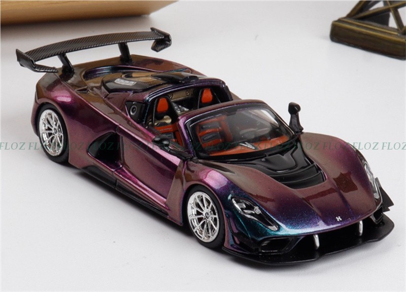 1:64 Rhino Model Hennessey Venom F5 LTD 499PCS color-changing purple w/ Figure
