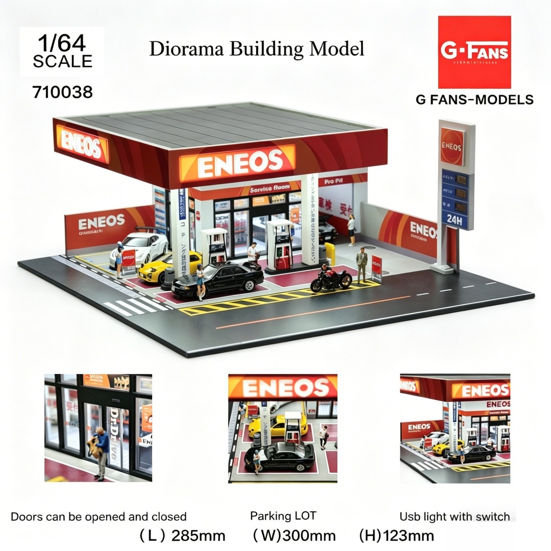 1/64 Diorama Diecast Garage Model LED Lighting Parking Lot Display Case Scene US