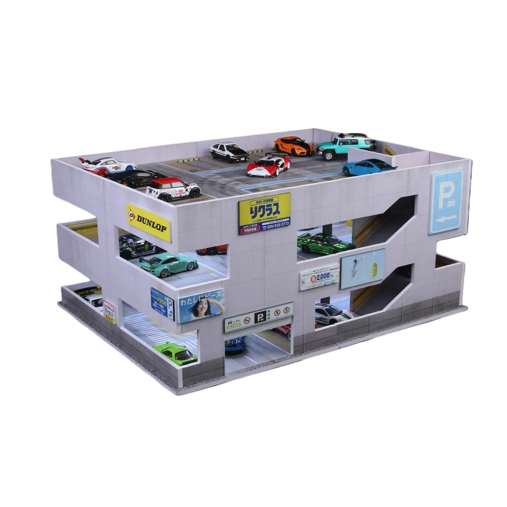Diorama 1:64 Diorama Multi-Layer Garage LED Lighting Model Car Display Case