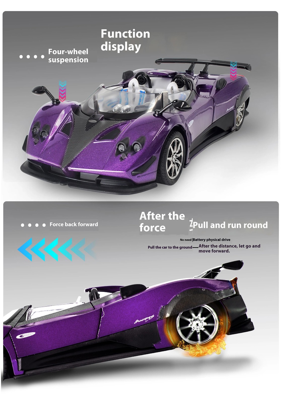 1:24 Pagani Zonda Car Model Alloy Convertible Sports Car Ornaments Car Model