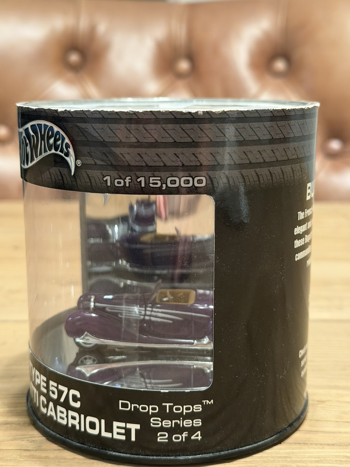 Hot Wheels Oil Can Type 57C Bugatti Cabriolet Drop Tops Purple 1/15,000 NIB