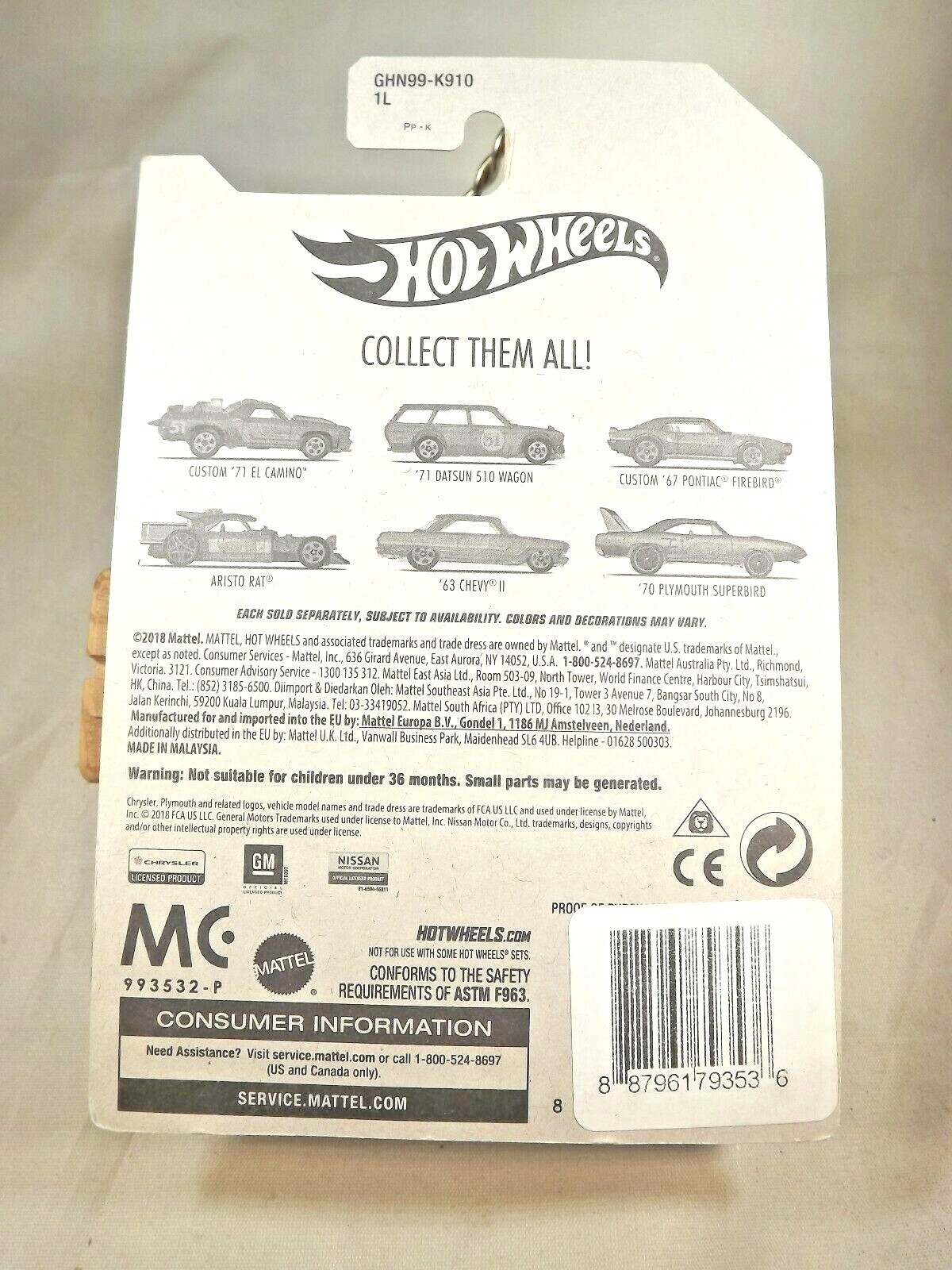 2019 Hot Wheels Satin & Chrome 5/6 ’63 CHEVY ll Gray w/Gold 5 Spoke Wheels