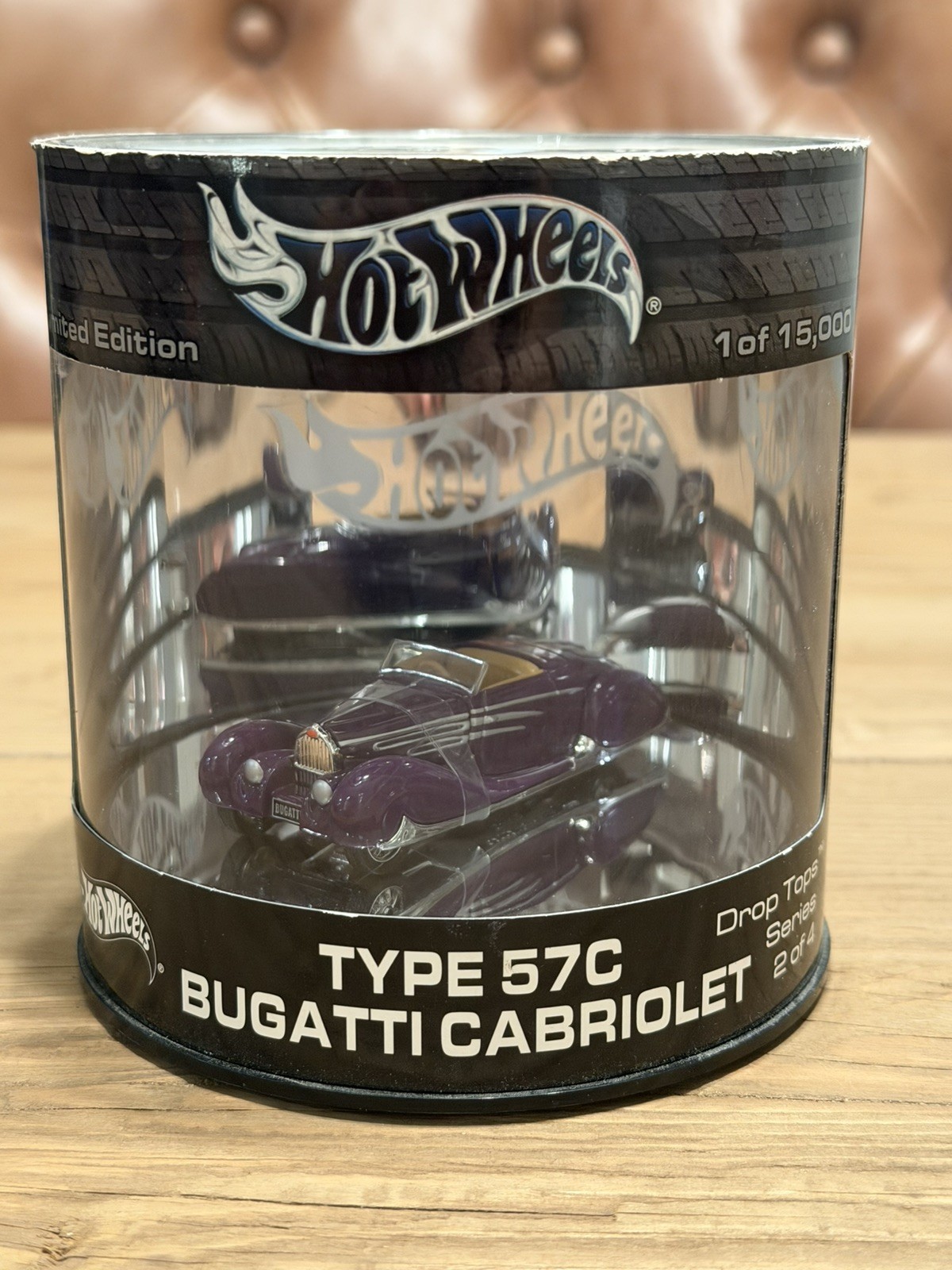 Hot Wheels Oil Can Type 57C Bugatti Cabriolet Drop Tops Purple 1/15,000 NIB