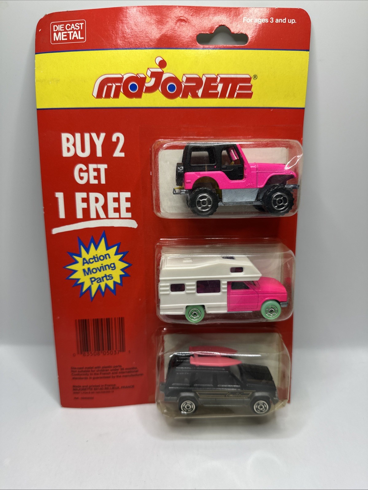 3 Pack Of Majorette Diecast With Jeep 4 X 4 Renegade Removable Soft Top NEW