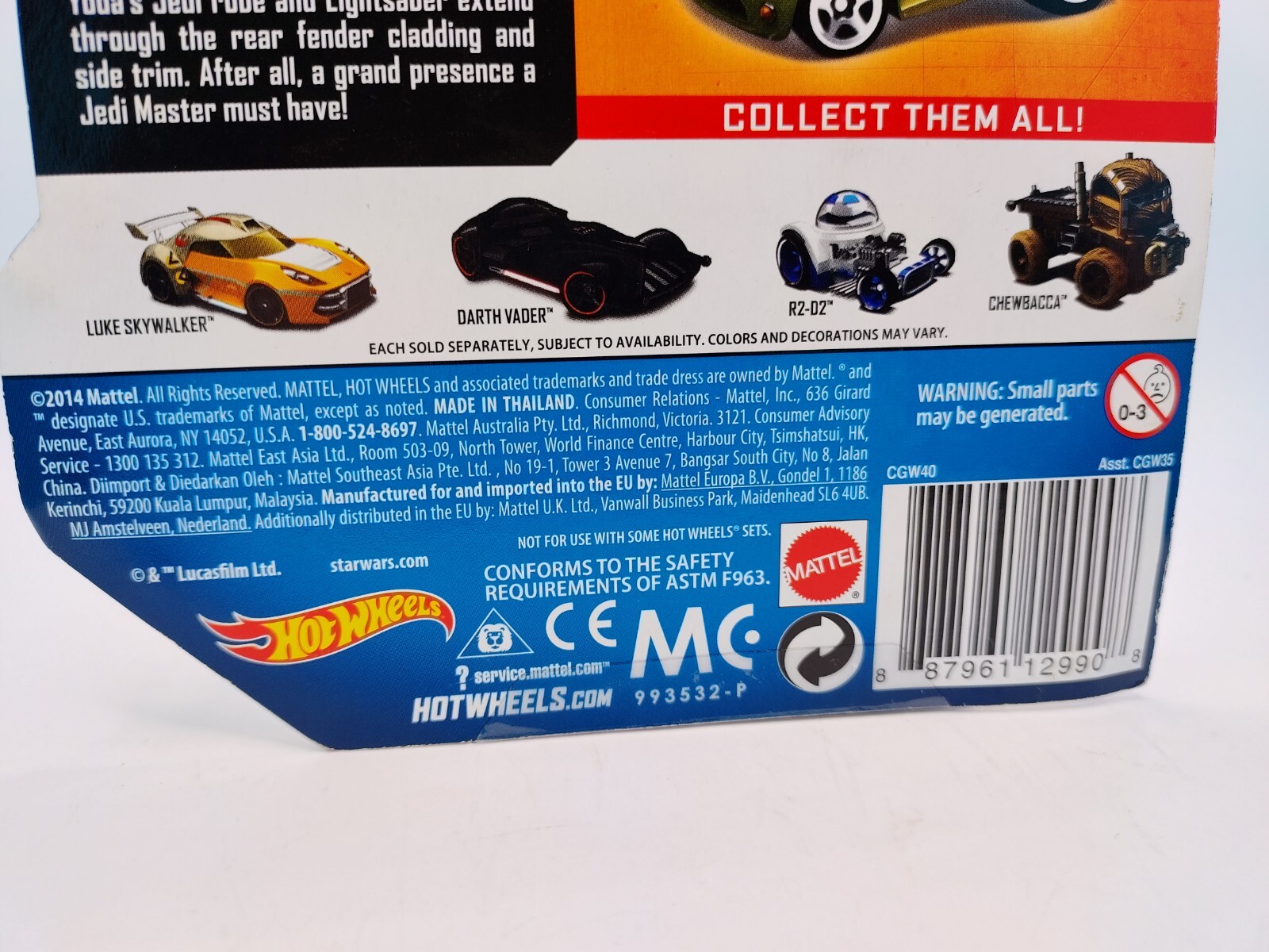 Hot Wheels Star Wars Yoda Cgw40-0910 Hotwheels Jedi New In Package 2014