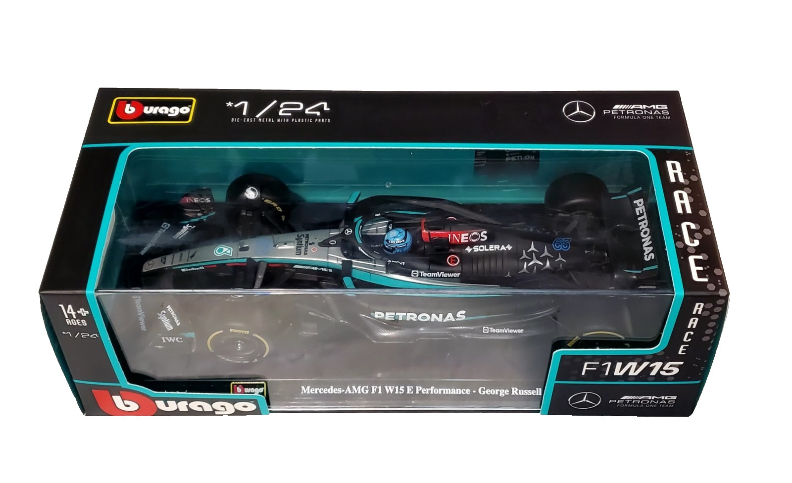 Bburago Premium 1:24 Formula 1 F1 Racing AMG Petronas #63 George Russell W15 🆕
