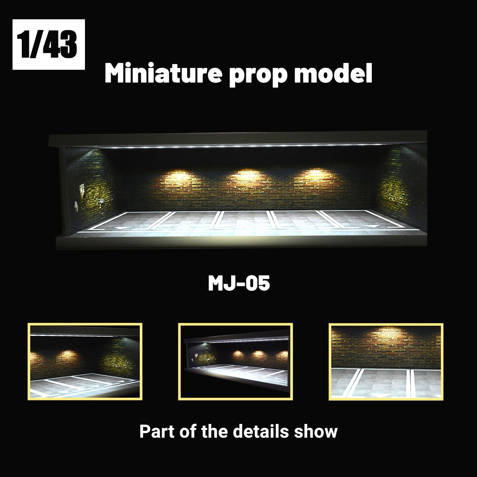 Diorama 1:43 Car Garage Model LED Lighting City Parking Lot Backdrop Scene Model