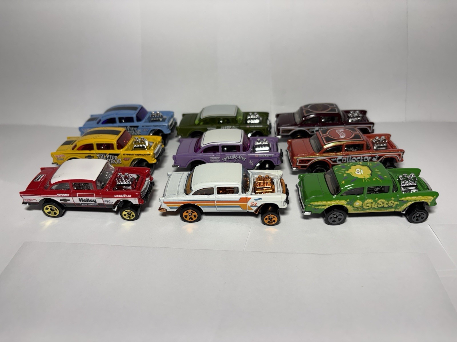 Hot Wheels CHEVROLET ‘55 CHEVY BEL AIR GASSER Loose Fresh Blister Pulls Lot Of 9