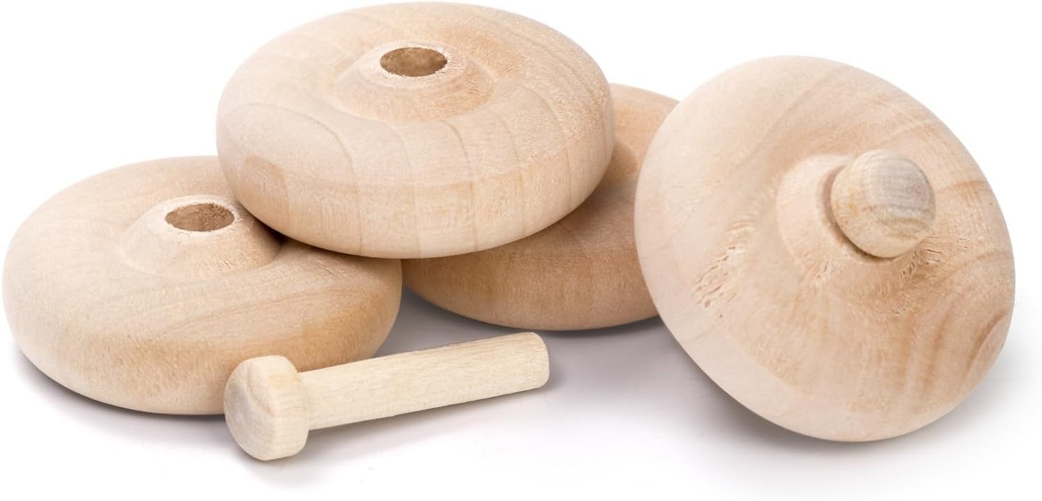 36 Sets Wooden Toy Car Wheels and Axles 1.5 Inch Wood Craft Parts for DIY Models