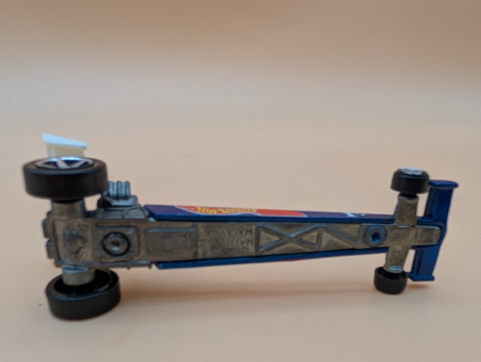 Hot Wheels Blue Race Team Dragster 1T/F w/5 Spoke Wheels Blue 1992 Malaysia