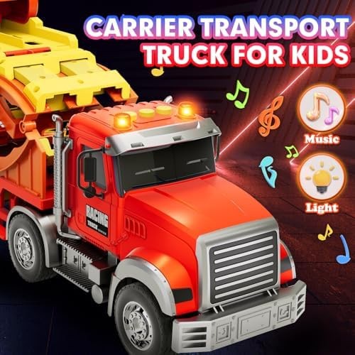 Truck Car Toys for 3, 4, 5, 6, 7, 8 Years Old Kids, Carrier Truck Race Track …