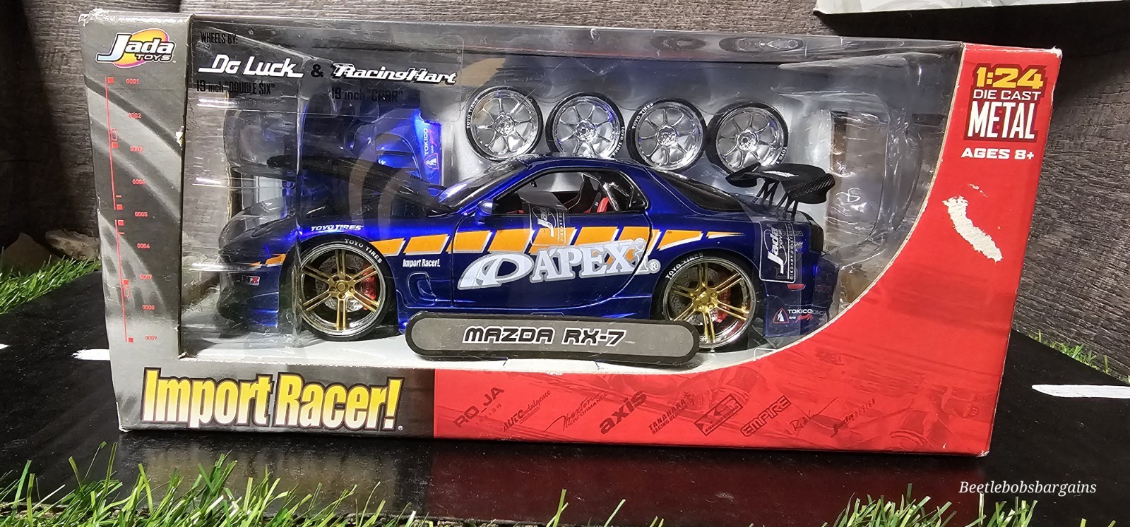 Vntg 2003 Jada Import Racer Mazda RX-7 Apex 1:24 Diecast Blue Rare Car NISB