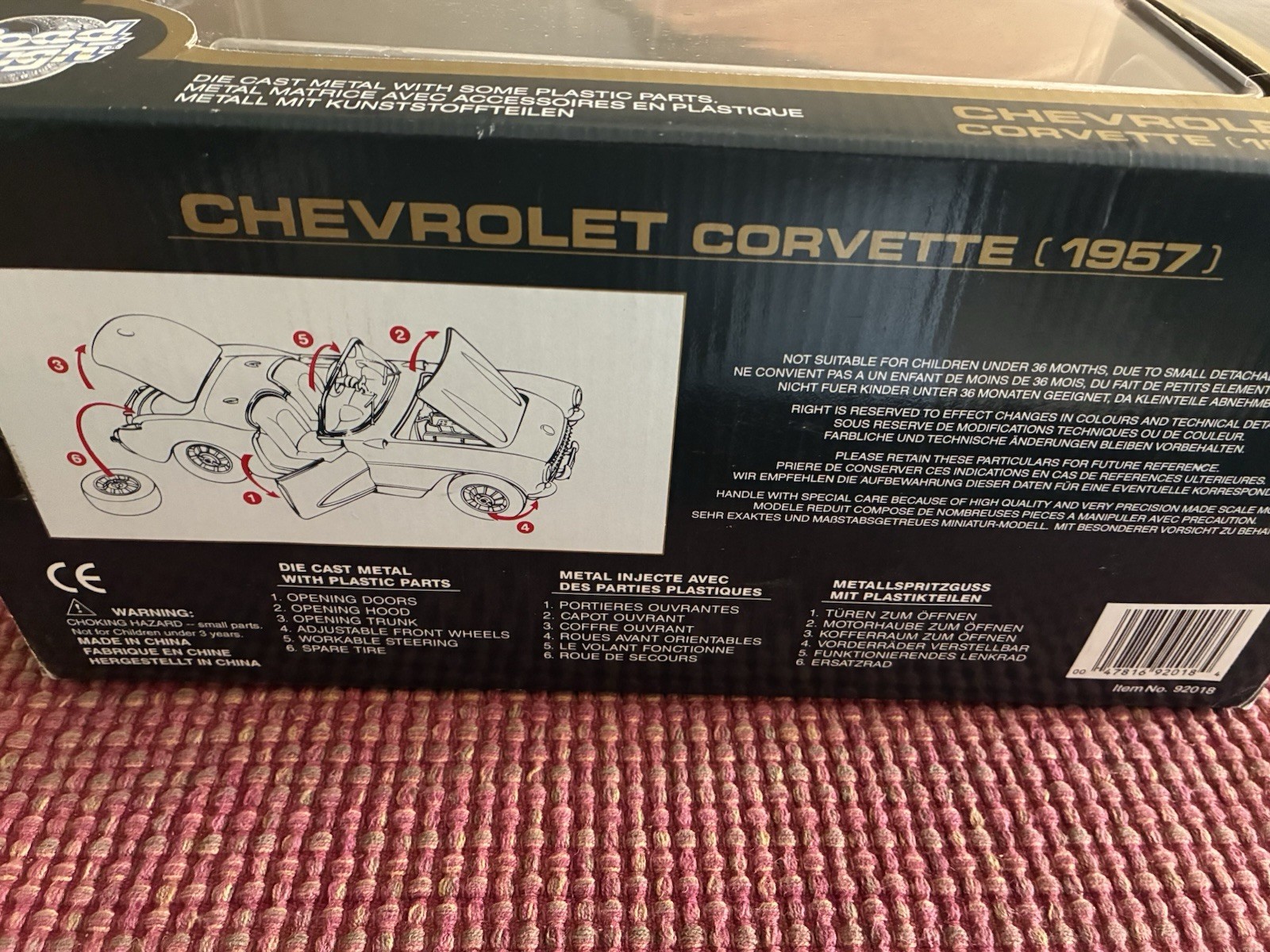 Chevrolet Corvette 1957 Road Tough Light Blue Diecast 1:18 Car