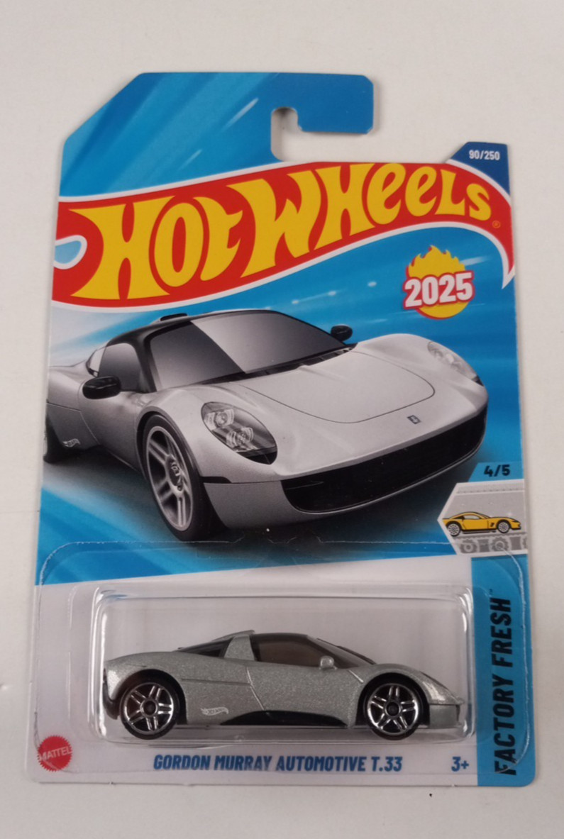 2025 Hot Wheels Gordon Murray Automotive T.33 Silver 90/250 Factory Fresh 4/5