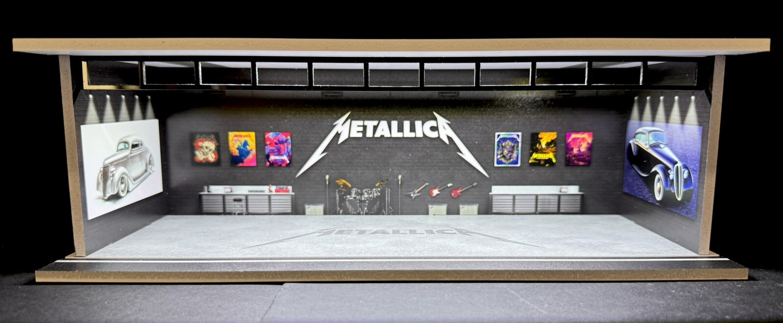 Metallica Interior Theme FOR Hot Wheels 1:64 Model Diorama Garage LED Lighting!