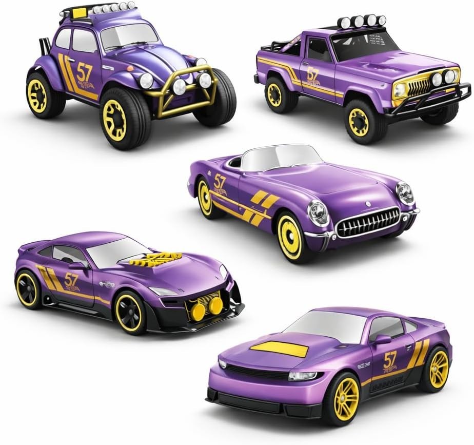 Hot Wheels 57Th Anniversary Pearl Chrome 5 Pack Die Cast Cars 1 64 Scale New