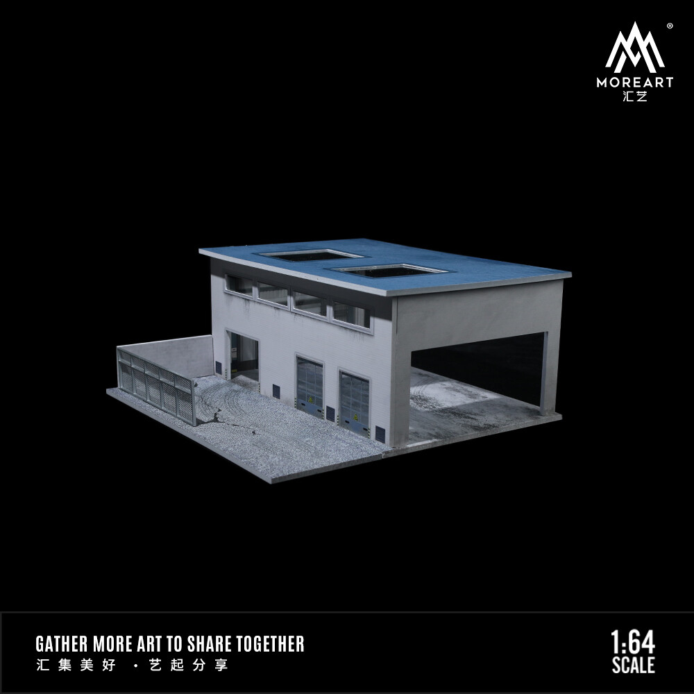 1/64 Diorama Car Garage Model LED Repair Factory Parking Lot Scene Display Model