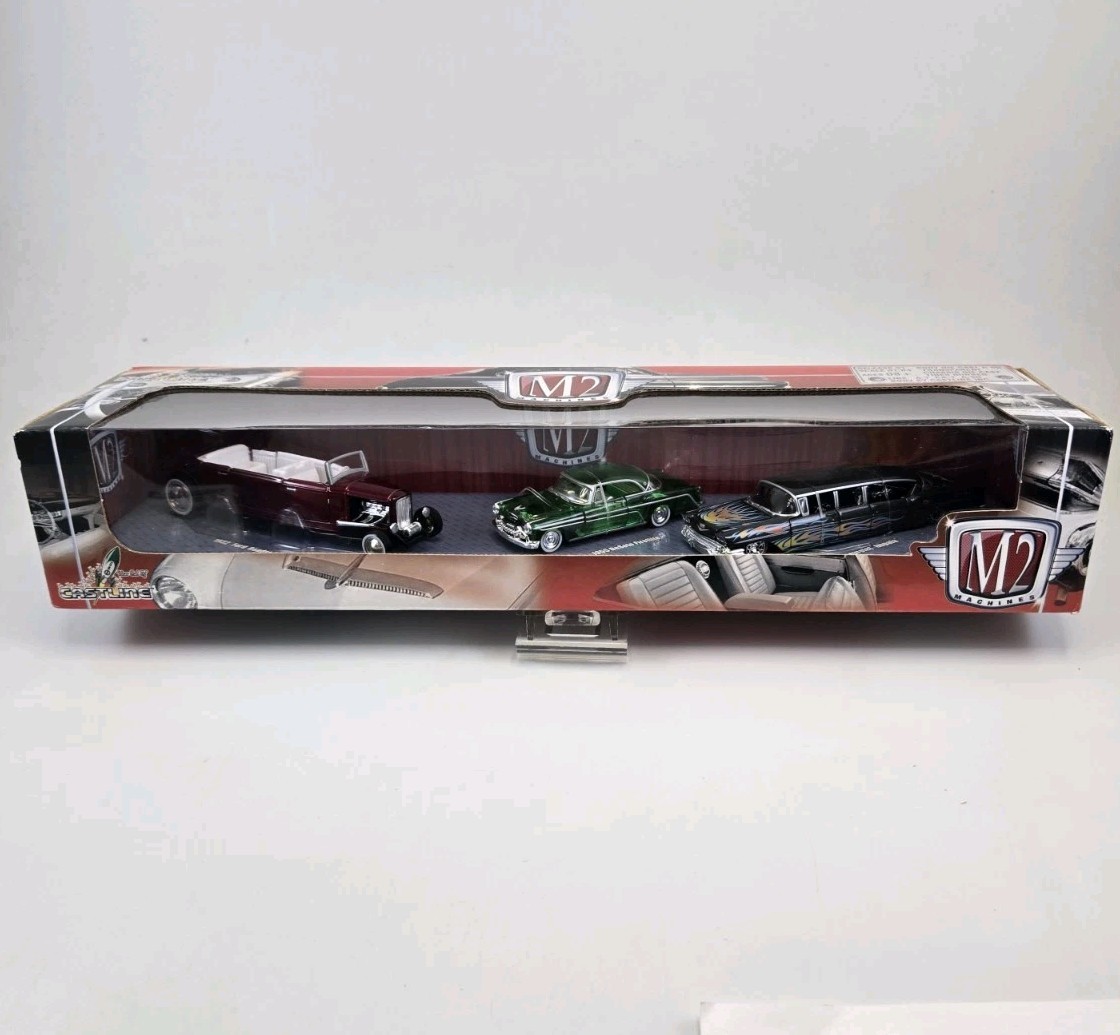 M2 Machines Auto Stretch Rodz 3 Car Set 1/64 1932 Ford Roadster 1953 Impala