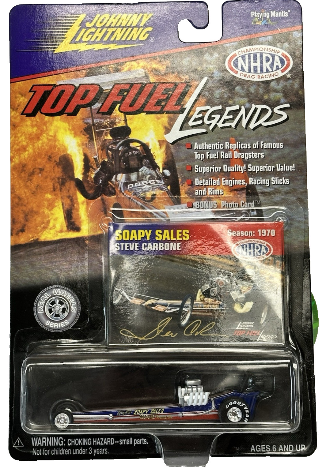 JOHNNY LIGHTNING Top Fuel Legend Soapy Sales 1/64 Steve Carbone 1970 Season