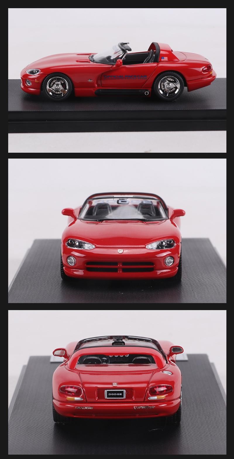 1:64 1993 Dodge Viper Roadster Hardtop Diecast Alloy Model Car Toy