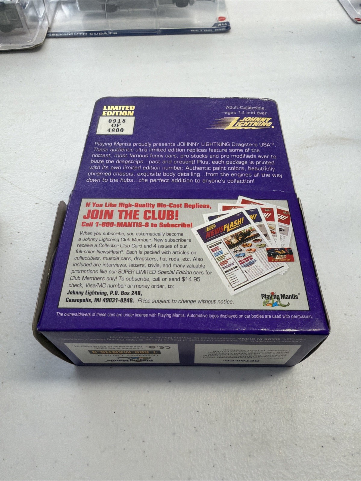 JOHNNY LIGHTNING 1996 DRAGSTERS USA CHI TOWN HUSTLER CHARGER FUNNY CAR 0918/4800