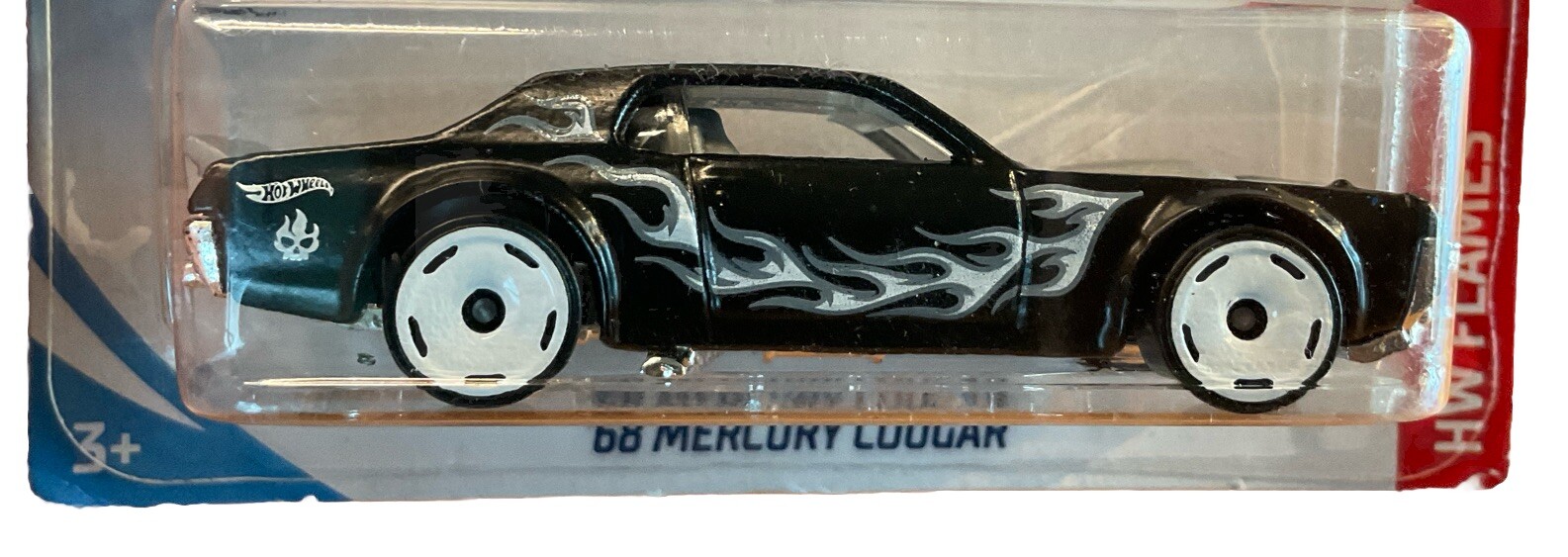 2019 Hot Wheels #164 HW Flames 2/10 68 MERCURY COUGAR Black Variant wWhiteSlotSP
