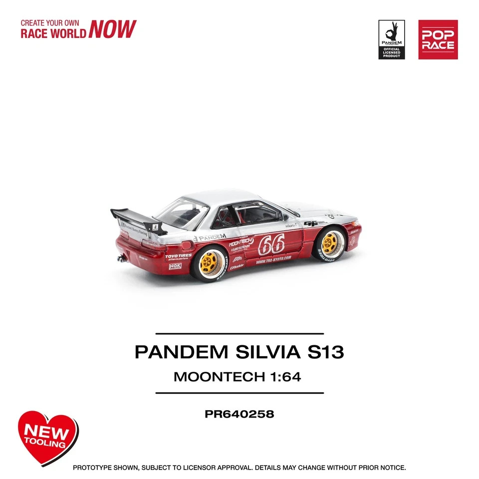POPRACE 1/64 PANDEM SILVIA S13 – MOONTECH RED (NEW TOOLING) PR640258