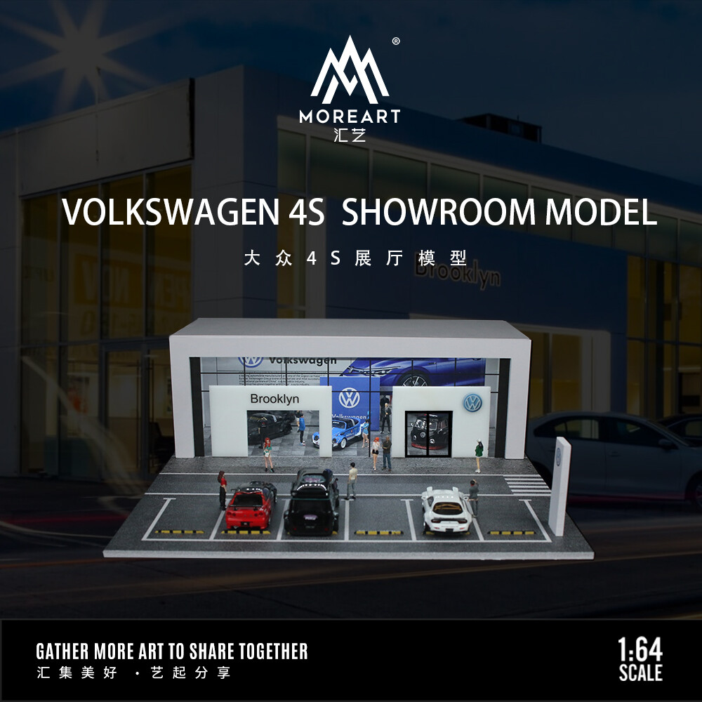 1/64 Diorama Car Garage Model LEDLighting City Car Showroom Scene Building Model