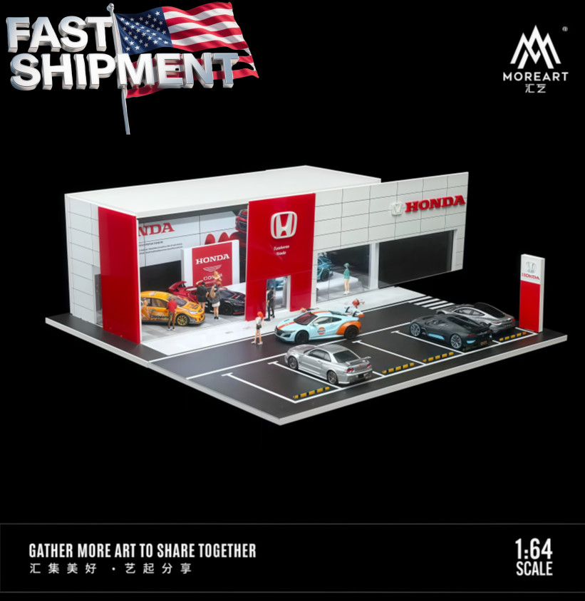 1/64 Diorama Parking Lot Model LED Lighting Car Garage Scene Building Model US