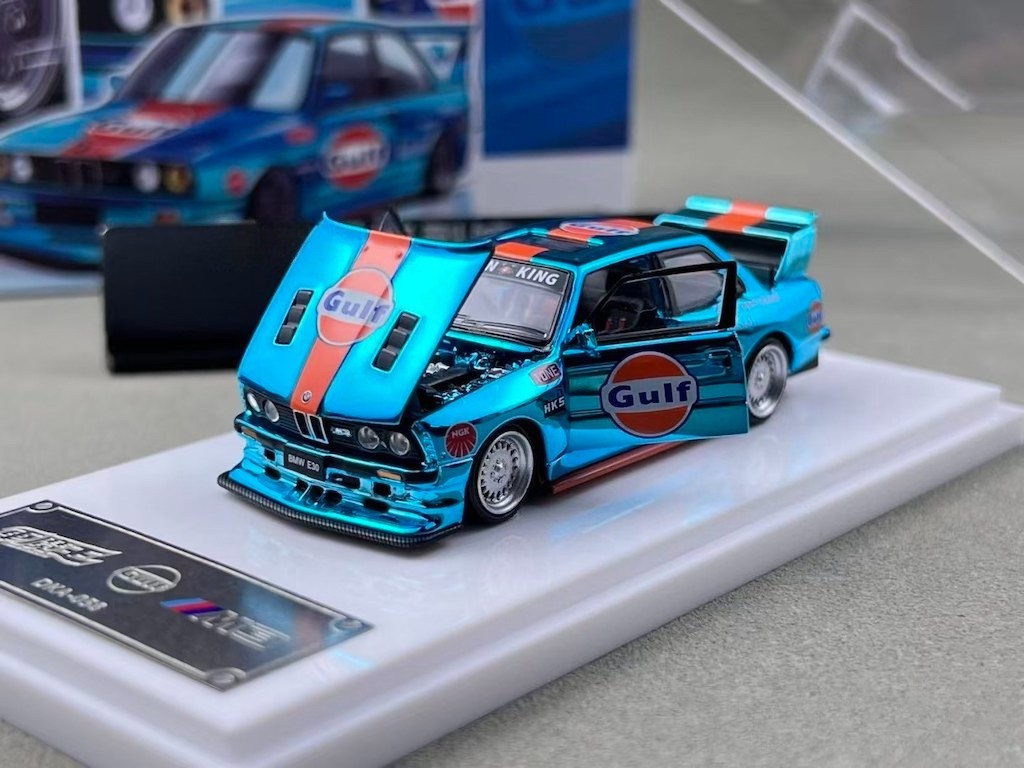 DK 1:64 Plating Blue Gulf M3 E30 Coupe Open Sports Diecast Model Car Collect New