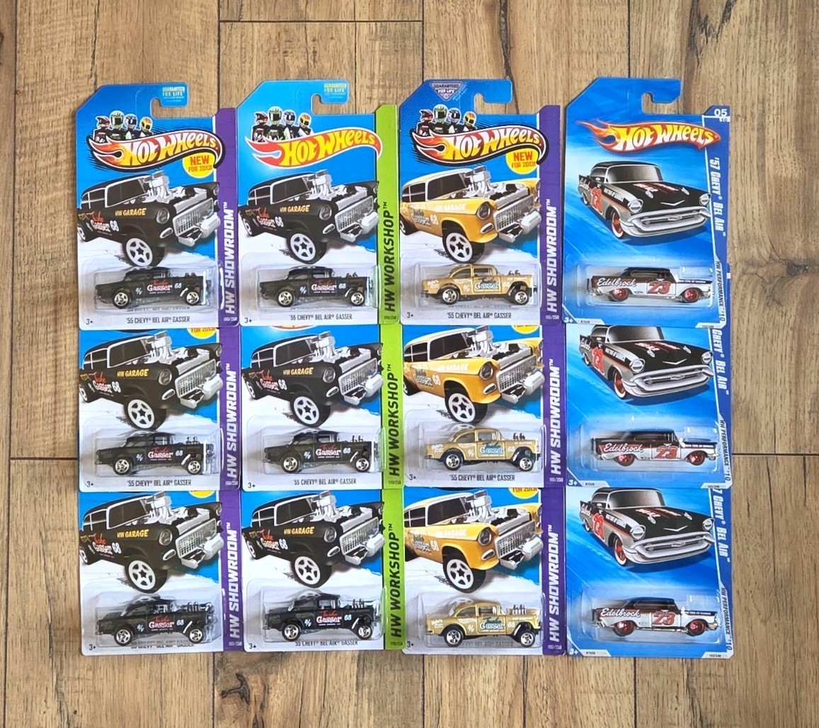12 Hot Wheels ’55 Chevy Bel Air Gasser HW Showroom ’57 Chevy Bel Air Variations