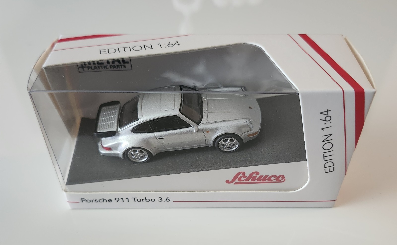 Schuco Edition 1/64 Porsche 911 Turbo 3.6 Silver Metal Licensed Diecast Car