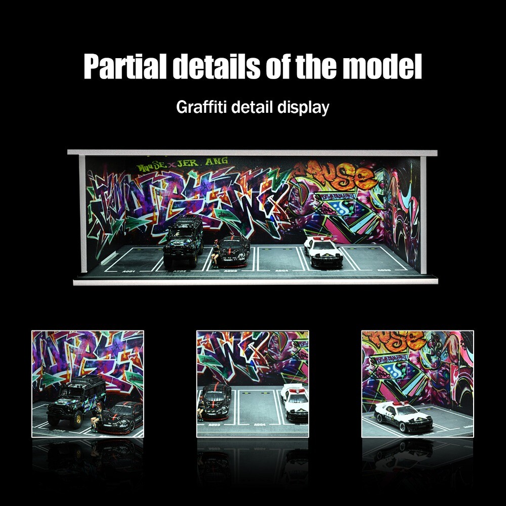 1/64 Diorama Car Garage LED Lighting Car Repair Workshop Scene Display Model Toy