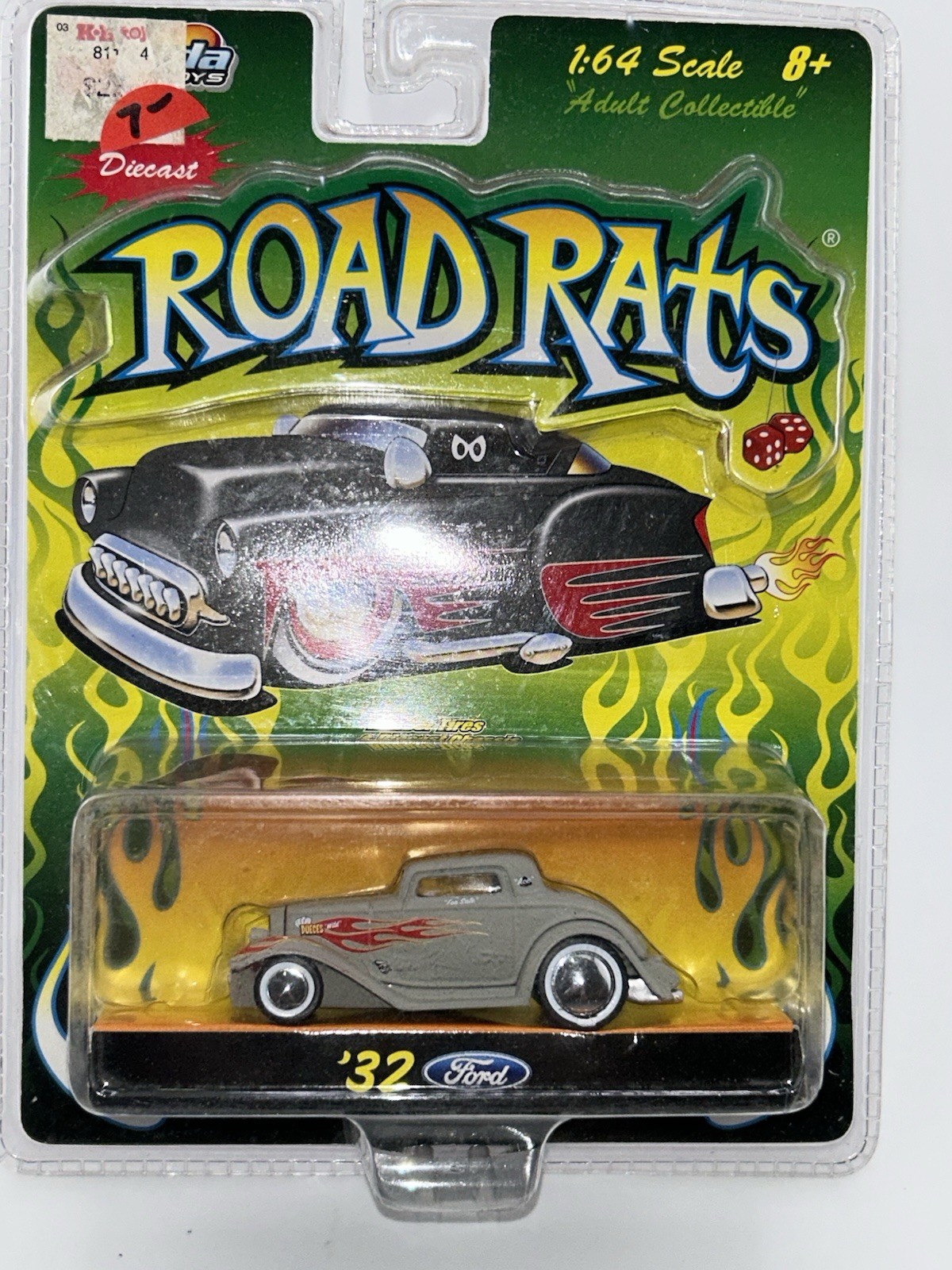 Jada 2003 1:64 Road Rats ’32 Ford Coupe Primer Grey w/Flames NIP