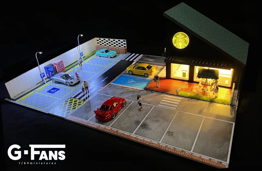 1/64 Diorama Car Garage Model Building Backdrop Parking Lot Display Scene Model