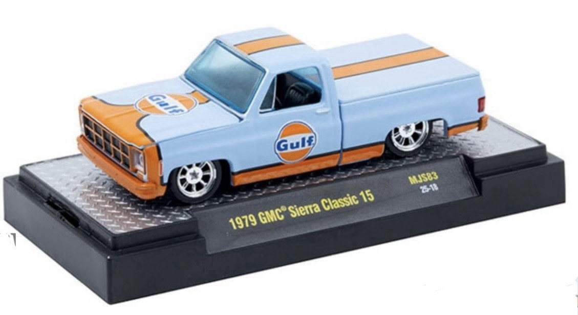 M2 MACHINES 1979 GMC SIERRA CLASSIC 15 CUSTOM SQUAREBODY GULF HOBBY EXCLUSIVE