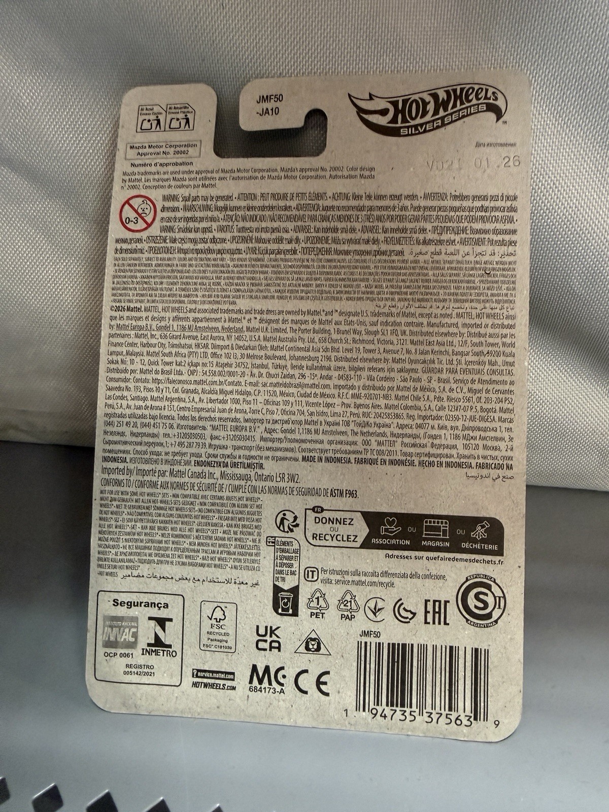 Hot Wheels Silver Series 1991 Mazda MX-5 Miata Arizona 1:64 Diecast
