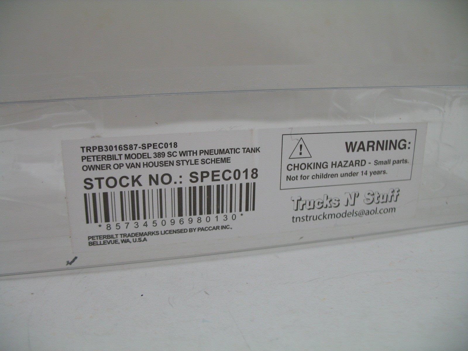 Trucks N’ Stuff HO Model Truck SPEC018: Peterbilt 389 SC w/ Pneumatic Tank Trlr