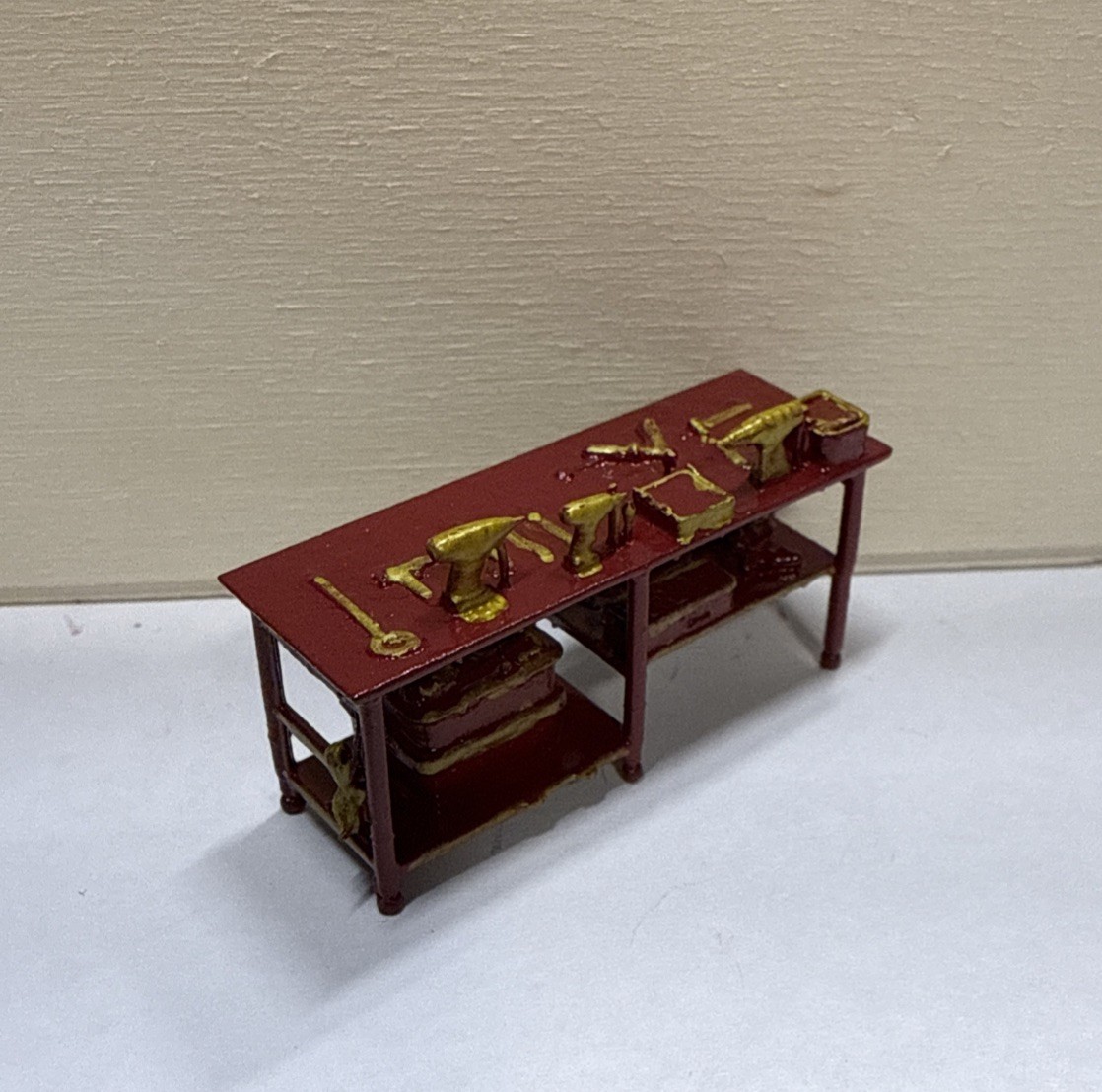 1:64 Workbench Garage Workshop Prop Painted Red & Yellow – Made & Shipped In USA