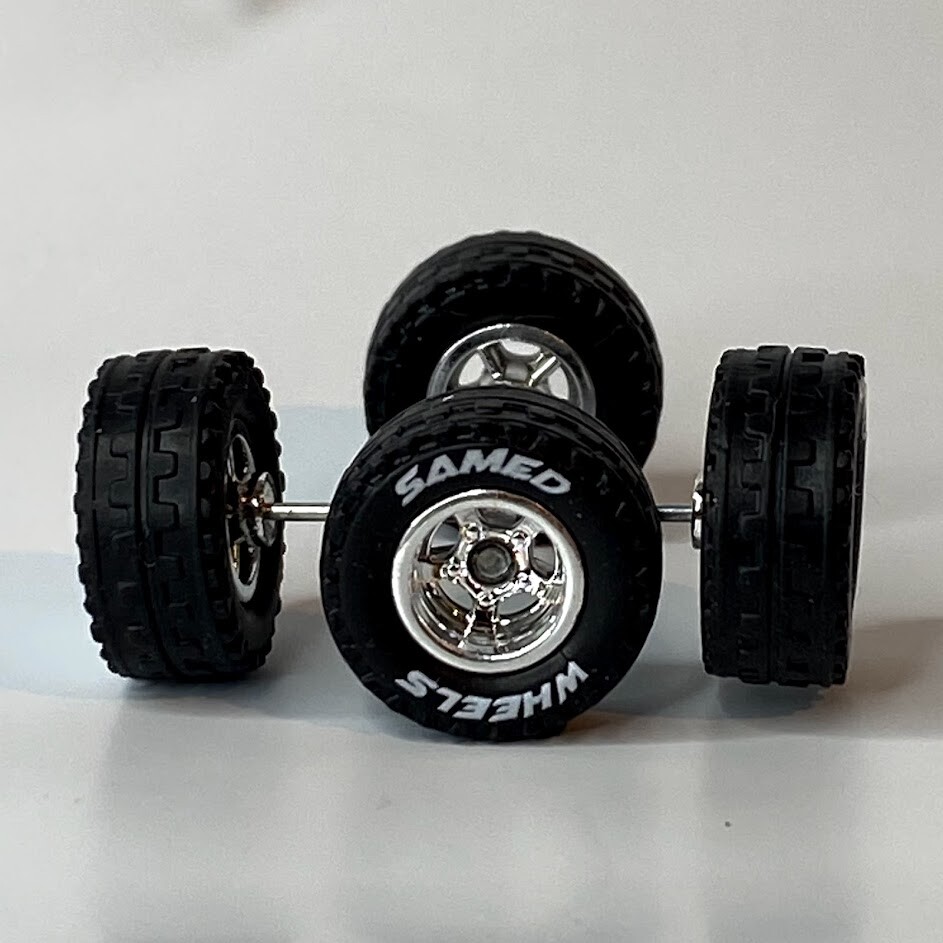 14mm 4×4 Truck Tire Sets – Chrome 5 spoke for Hot Wheels
