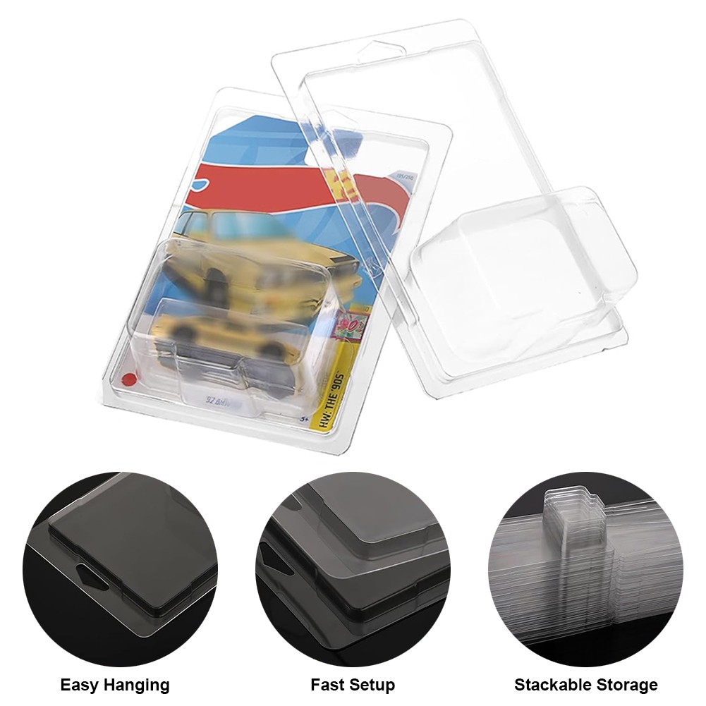 Plastic Clear Car Display Protective Clamshell Case for HW Model Car Storage