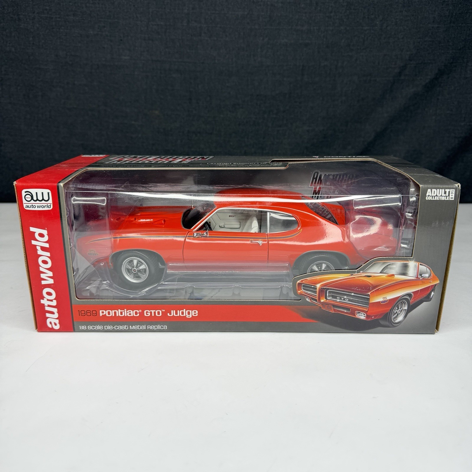 Auto World AW 1969 Pontiac GTO Judge Orange Limited /1000 1/18 Scale