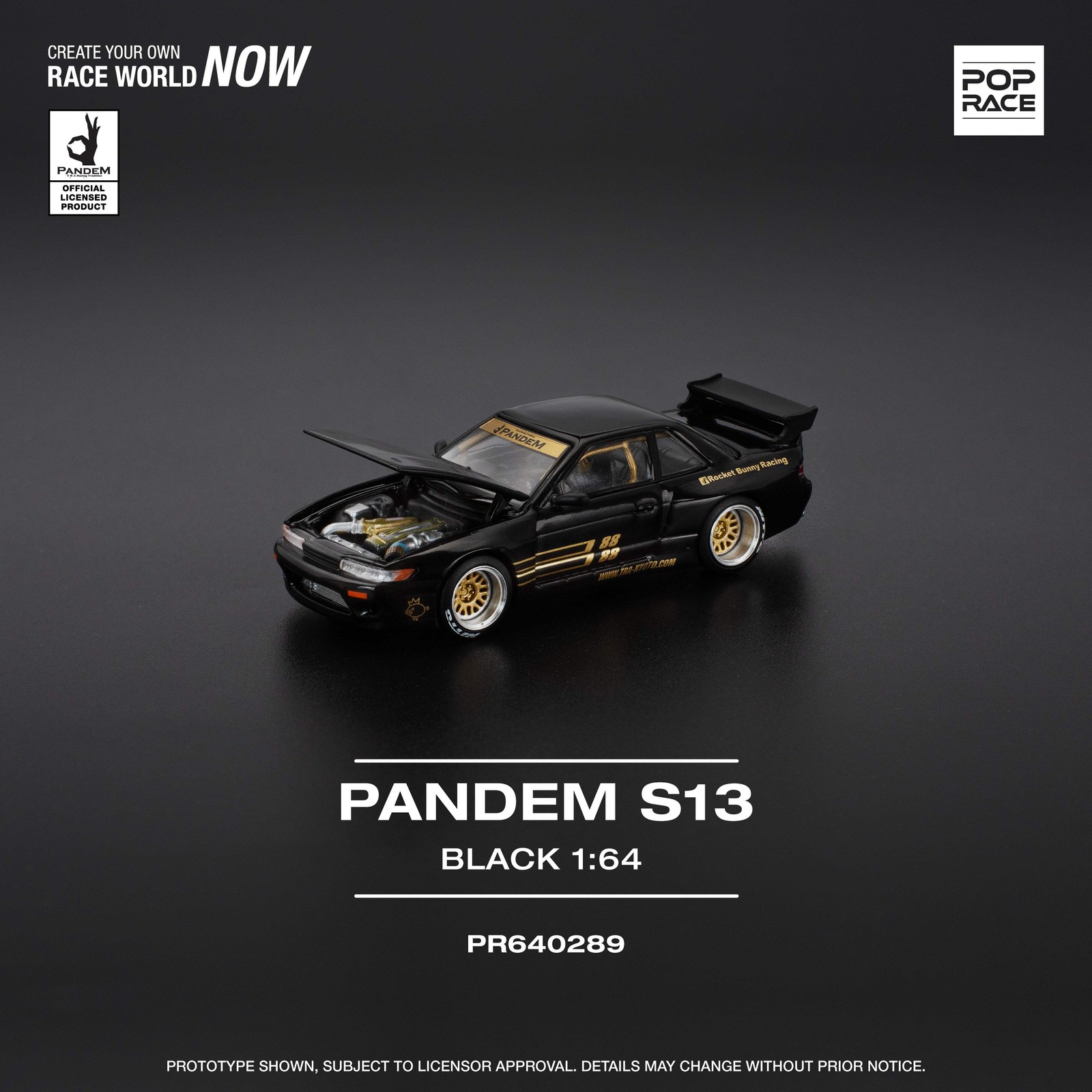 Pop Race 1/64 Pandem Silvia S13 – Black