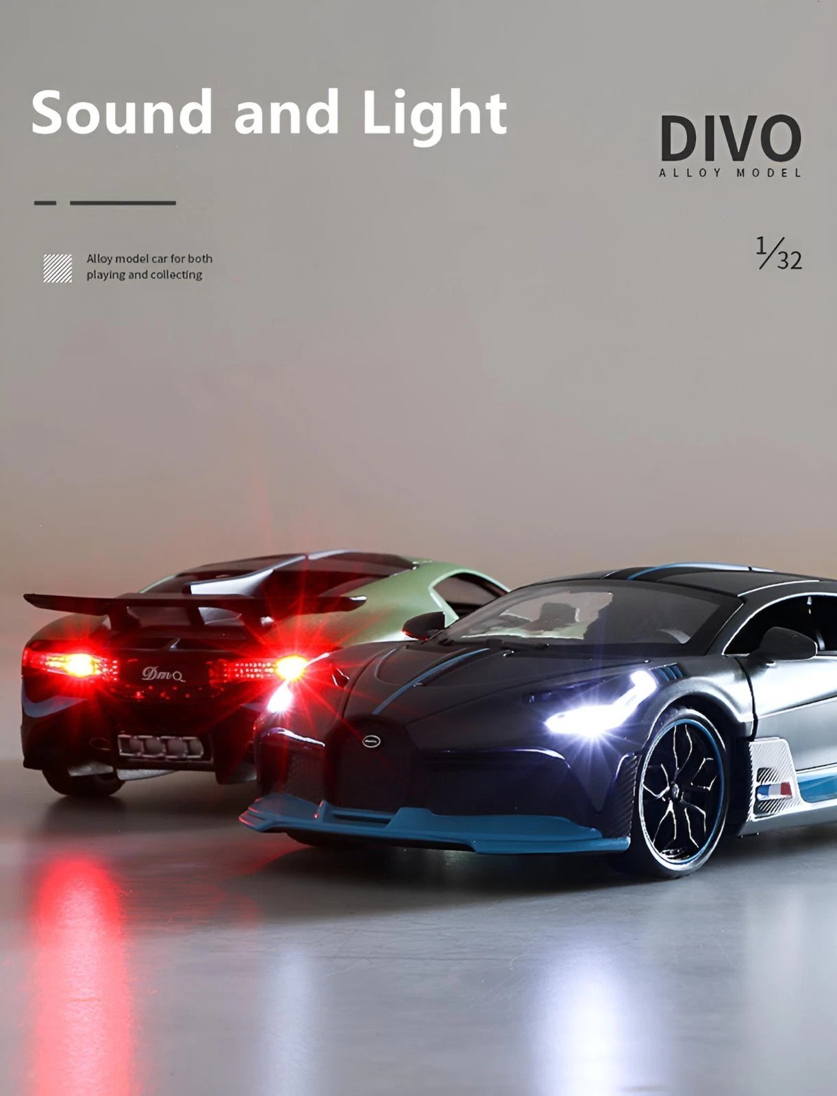1:32 Bugatti Divo Alloy Diecast Car Model – Sound Light Pull-Back Toy Gift