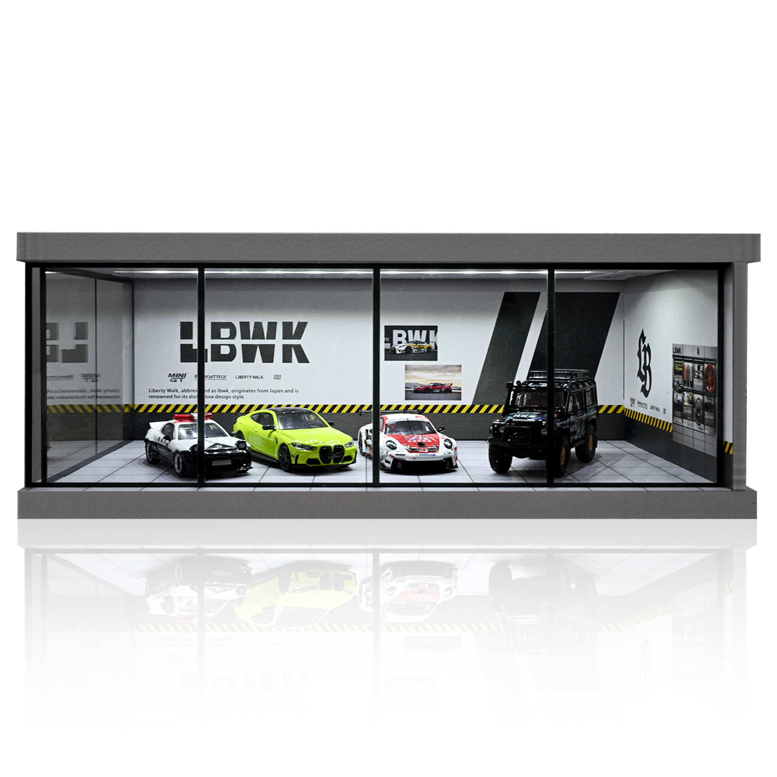 Diorama 1/64 Car Garage Model City LED Lighting Car Showroom Display Model Gifts